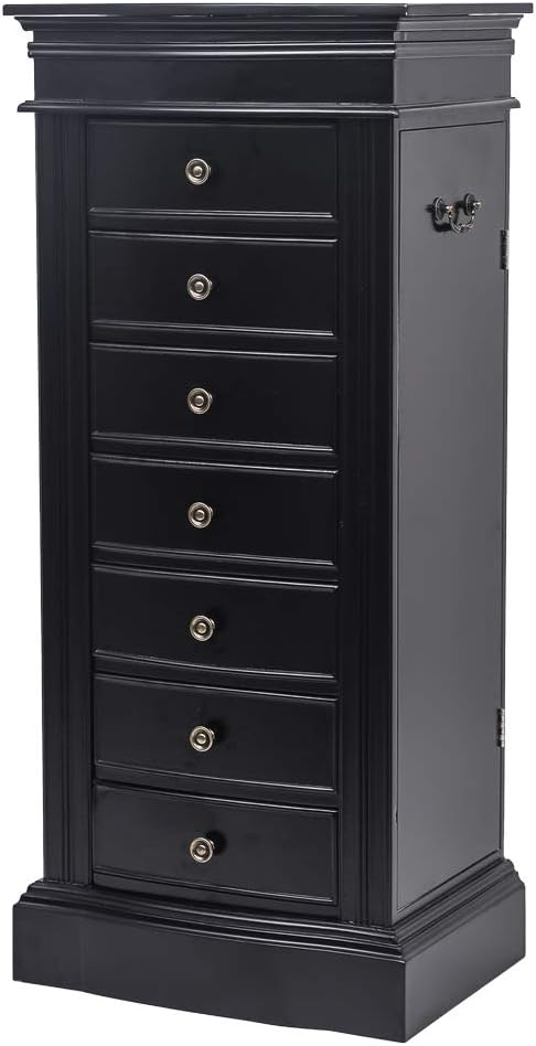 Vasitelan Large Standing Jewelry Armoire Cabinet Chest with with 7 Drawers,Jewelry Box Storage Organizer with Top Flip Mirror