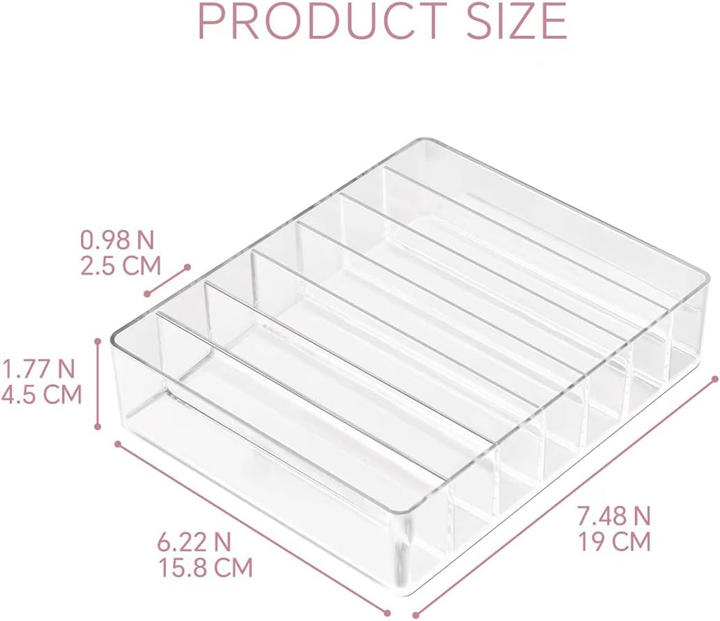 Makeup Organizer for Eyeshadow Palette and Lipstick Organizer, 7 Section Divided Makeup Palette Organizer for Vanity Drawer Countertop Modern Cosmetics Storage(7.48" x 6.22" x 1.77")