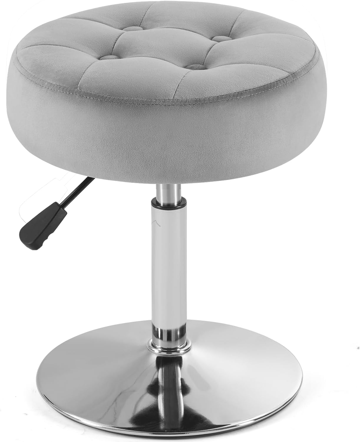 White Vanity Chair for Makeup Room Round Ottoman Tufted PU Leather Makeup Chair Vanity Stools for Bathroom Height Adjustable 360 Swivel