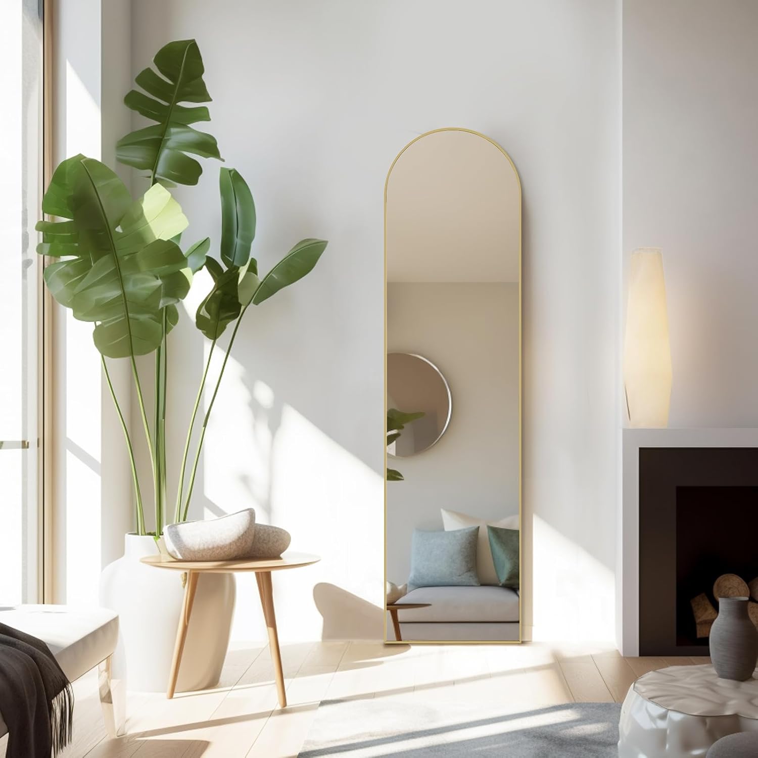 Mirror Full Length, Upgraded Body Wall Mirrors with Shatter-Proof Glass, Floor Standing, Hanging or Leaning, Tall Mirror with Stand Aluminum Alloy Frame for Bedroom