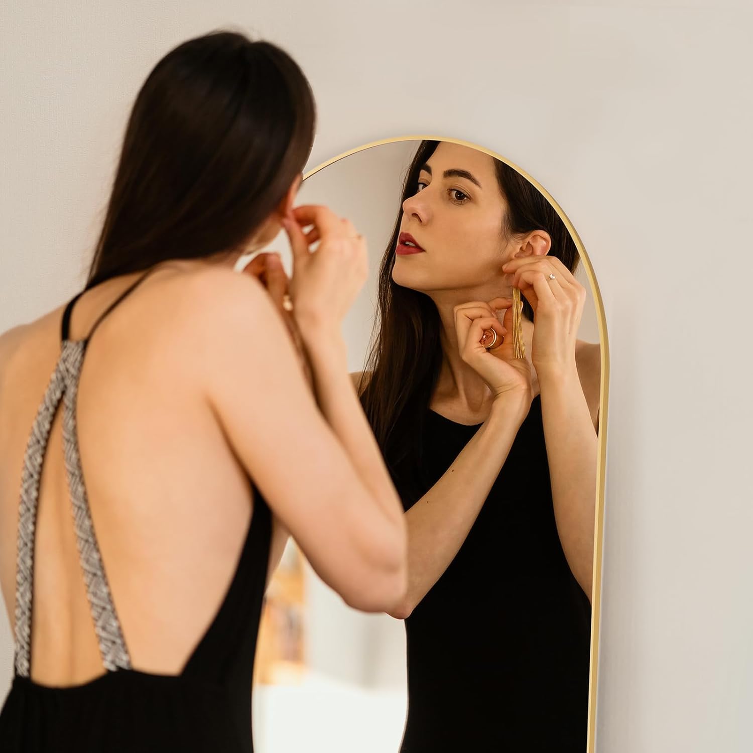 Mirror Full Length, Upgraded Body Wall Mirrors with Shatter-Proof Glass, Floor Standing, Hanging or Leaning, Tall Mirror with Stand Aluminum Alloy Frame for Bedroom