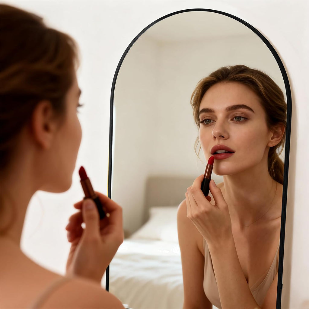 Simple Deluxe Arched Full Length Mirror, 71"x26"Large Floor Mirrors, for Wall Door Bedroom Bathroom Living Room (Black)