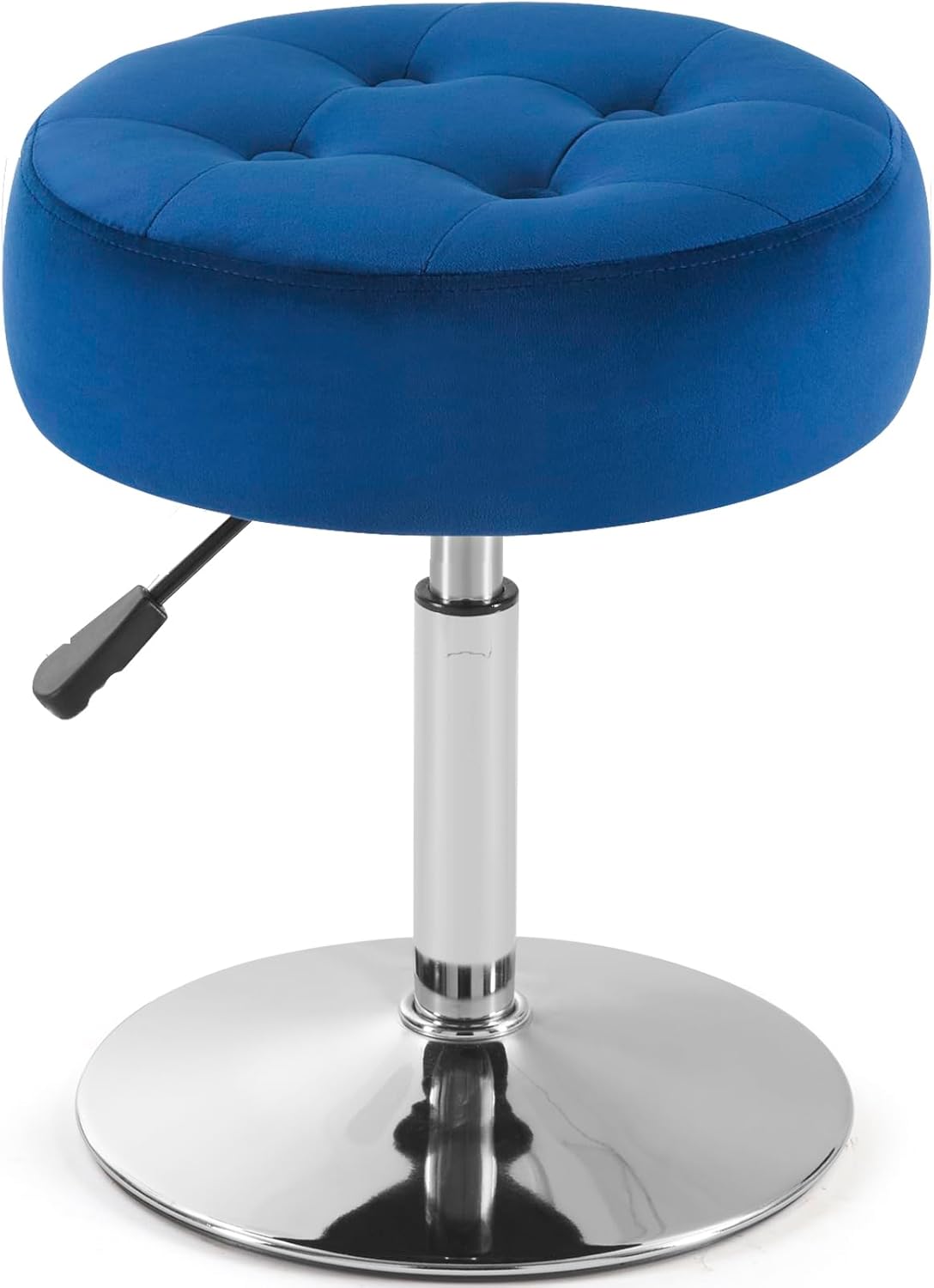 White Vanity Chair for Makeup Room Round Ottoman Tufted PU Leather Makeup Chair Vanity Stools for Bathroom Height Adjustable 360 Swivel