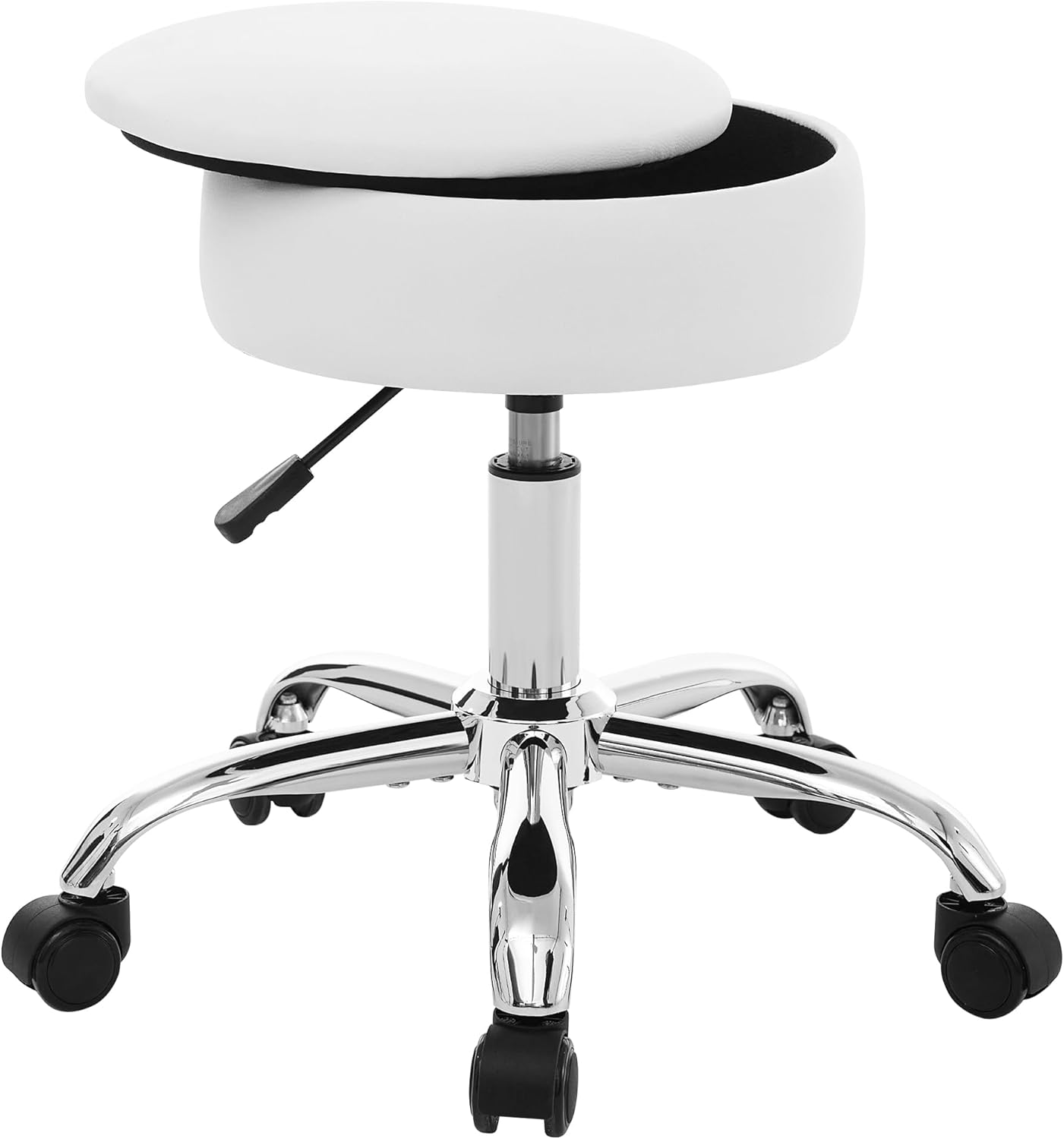 Adjustable Ottoman Stool White Vanity Stool Vanity Chair for Makeup Room Stool Chair for Vanity Stool with Storage Makeup Stools with Storage Swivel Makeup Chair for Bathroom Faux Leather