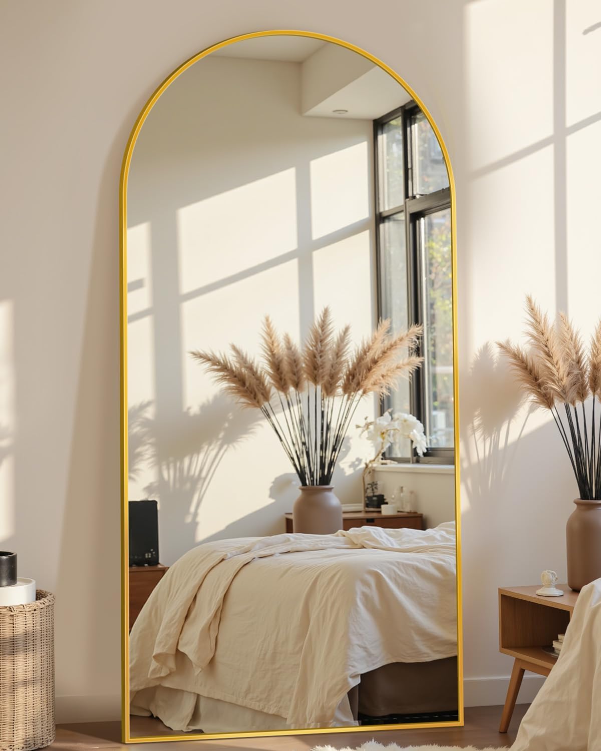 Full Length Mirror, 76"x34" Oversized Arched Mirror Large Standing Mirrors, Tall Mirrors Body Floor Mirror for Bedroom Living Room Aluminum Frame,Black