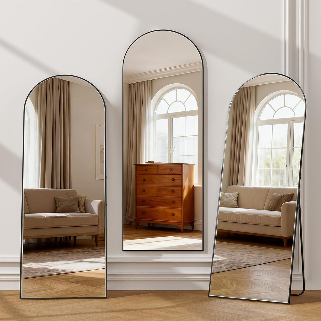 Simple Deluxe Arched Full Length Mirror, 71"x26"Large Floor Mirrors, for Wall Door Bedroom Bathroom Living Room (Black)