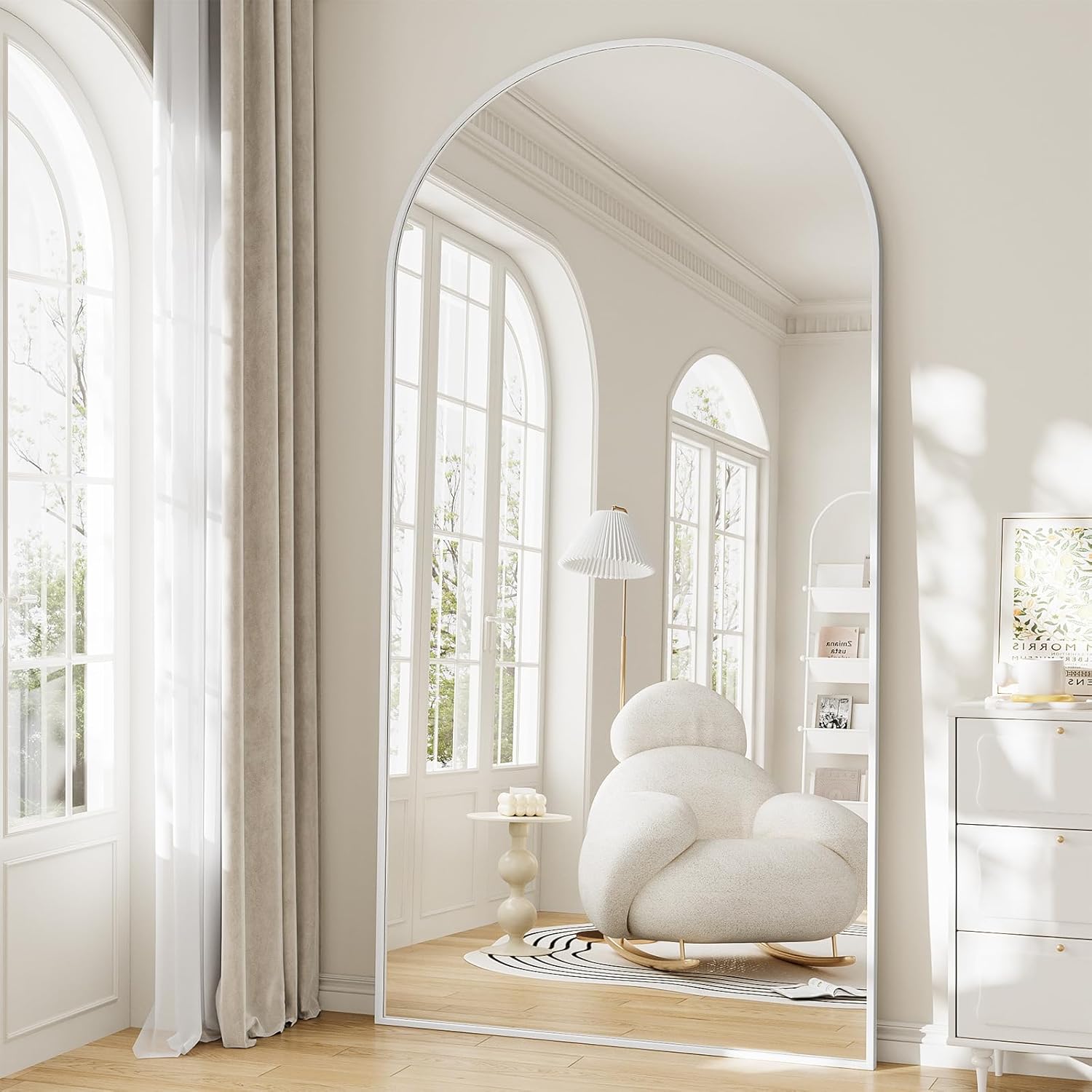 57" x 20" Arched Full Length Mirror - Wall Mounted/Floor Mirror Aluminum Alloy Frame Full Body Mirrors for Bathroom Living Room Bedroom and Entryway,Black