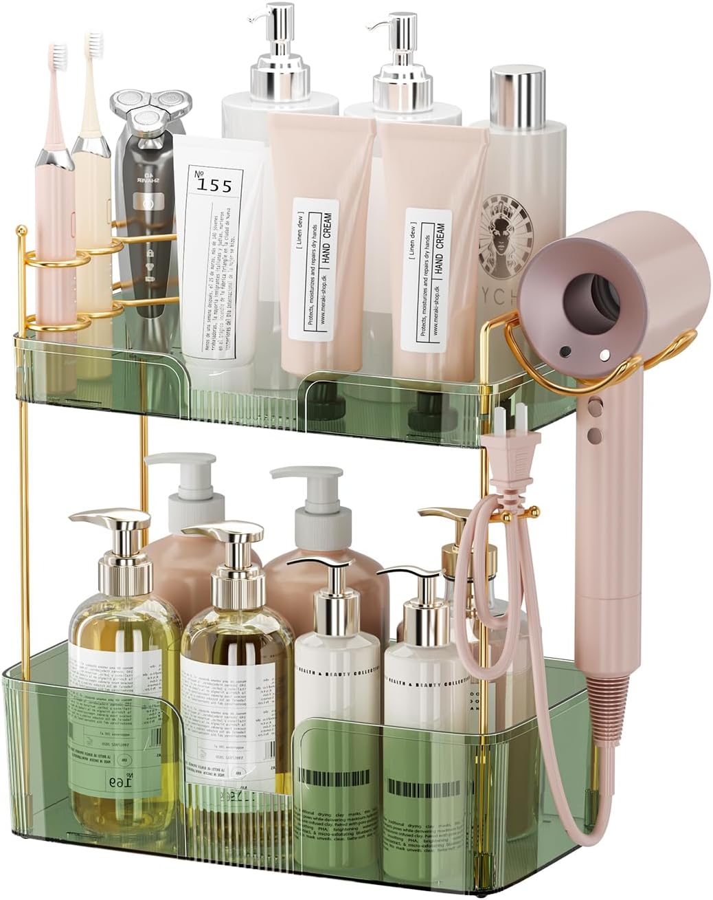 3 Tier Bathroom Organizer Countertop Makeup Perfume Tray Skincare Organizer for Bathroom Dresser Vanity (Grey)