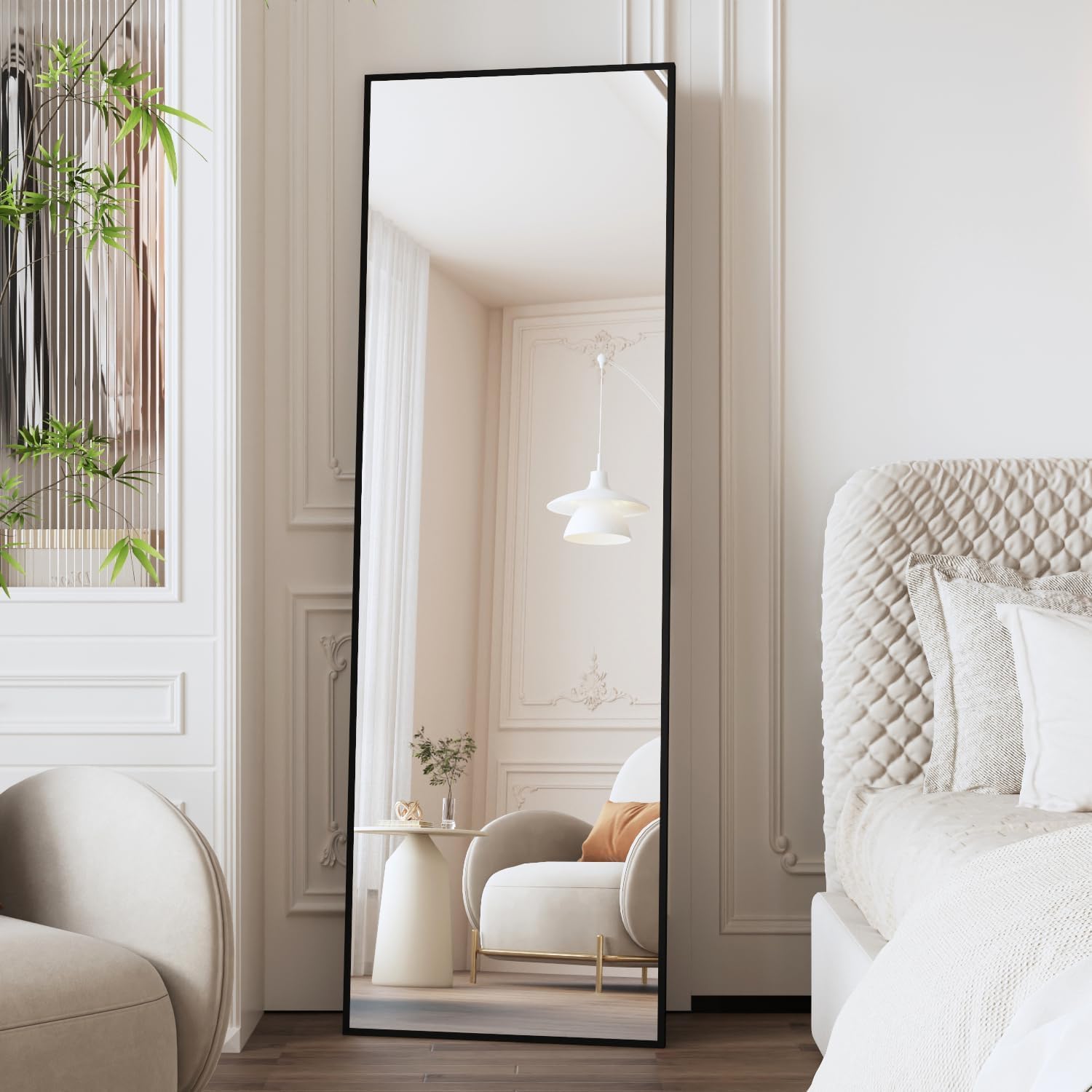 Simple Deluxe Arched Full Length Mirror, 71"x26"Large Floor Mirrors, for Wall Door Bedroom Bathroom Living Room (Black)