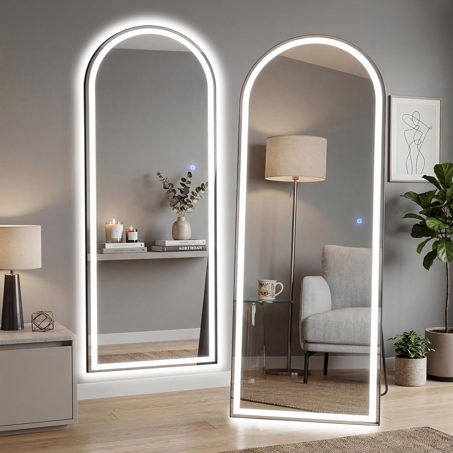 Mirror Full Length, Upgraded Body Wall Mirrors with Shatter-Proof Glass, Floor Standing, Hanging or Leaning, Tall Mirror with Stand Aluminum Alloy Frame for Bedroom