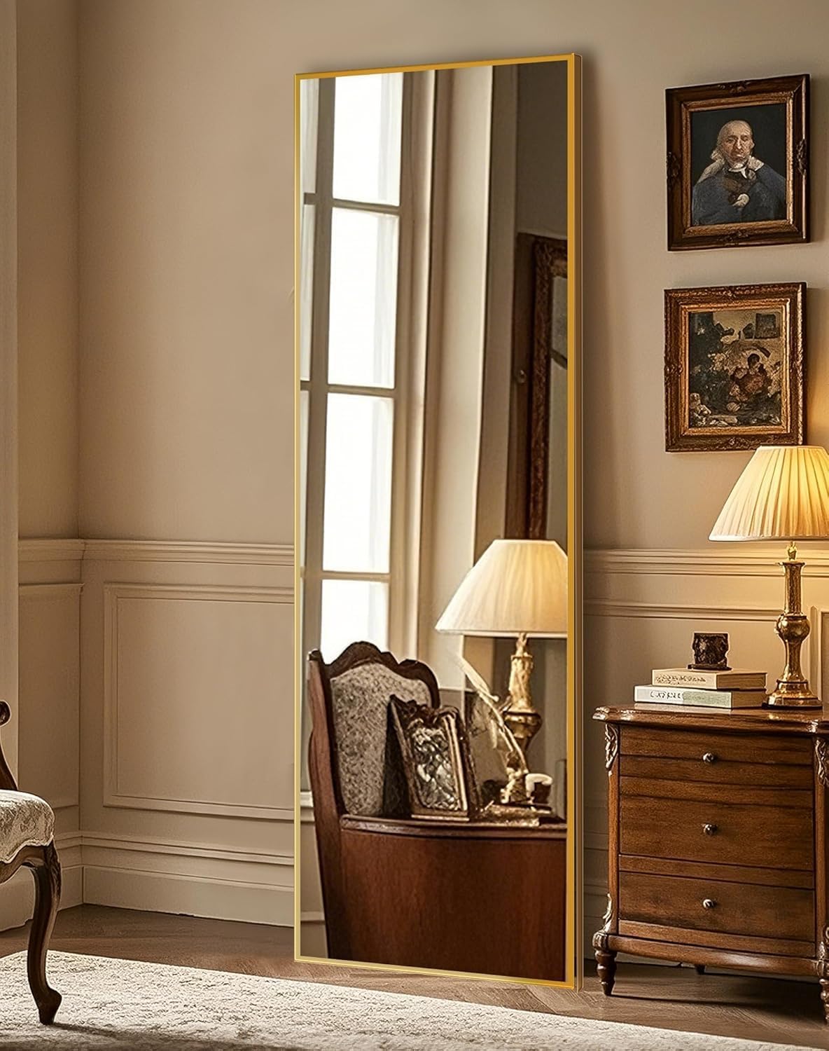 Simple Deluxe Arched Full Length Mirror, 71"x26"Large Floor Mirrors, for Wall Door Bedroom Bathroom Living Room (Black)