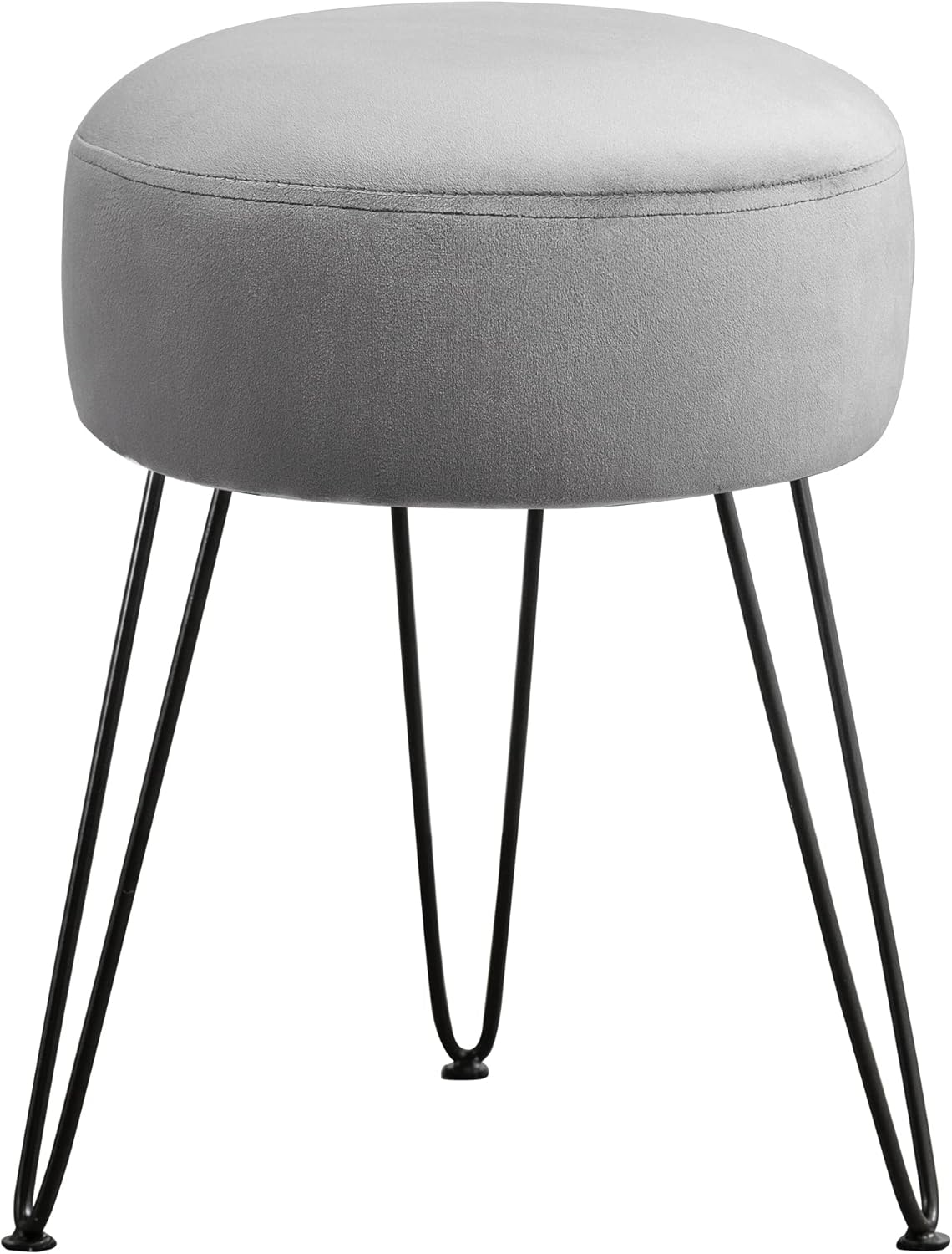 LUE BONA Vanity Stool, White Vanity Stools for Makeup Room, Round Ottoman Foot Stool, Velvet Footrest Vanity Chair for Bathroom Vanity, Bedroom, Living Room, Entryway, Offices