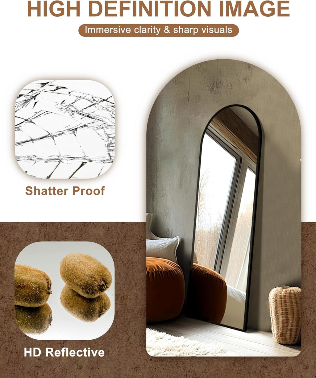 Delma Arched Mirror Full Length,Standing Mirror Full Body,Large Floor with Stand for Wall Entryway Door Bedroom Bathroom Living Room