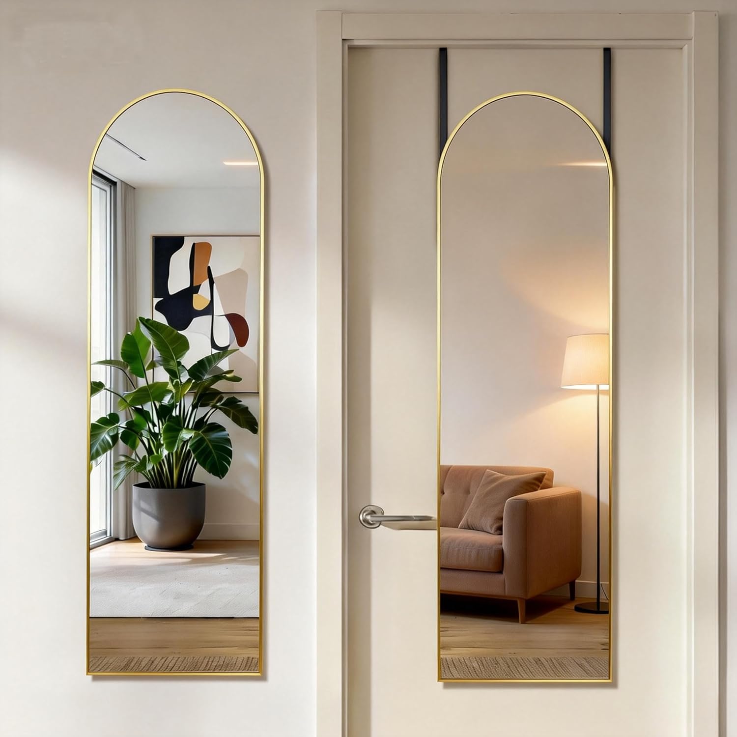 Mirror Full Length, Upgraded Body Wall Mirrors with Shatter-Proof Glass, Floor Standing, Hanging or Leaning, Tall Mirror with Stand Aluminum Alloy Frame for Bedroom