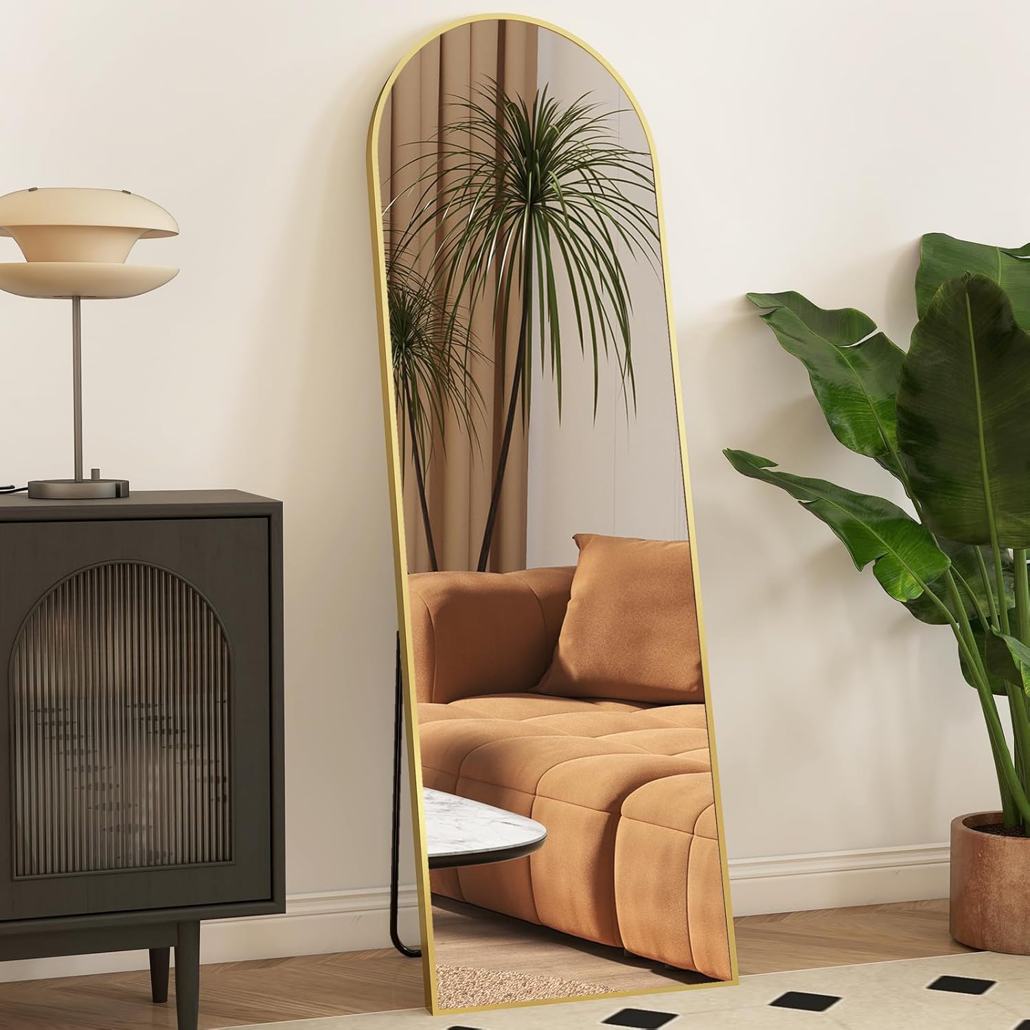 Mirror Full Length, Upgraded Body Wall Mirrors with Shatter-Proof Glass, Floor Standing, Hanging or Leaning, Tall Mirror with Stand Aluminum Alloy Frame for Bedroom