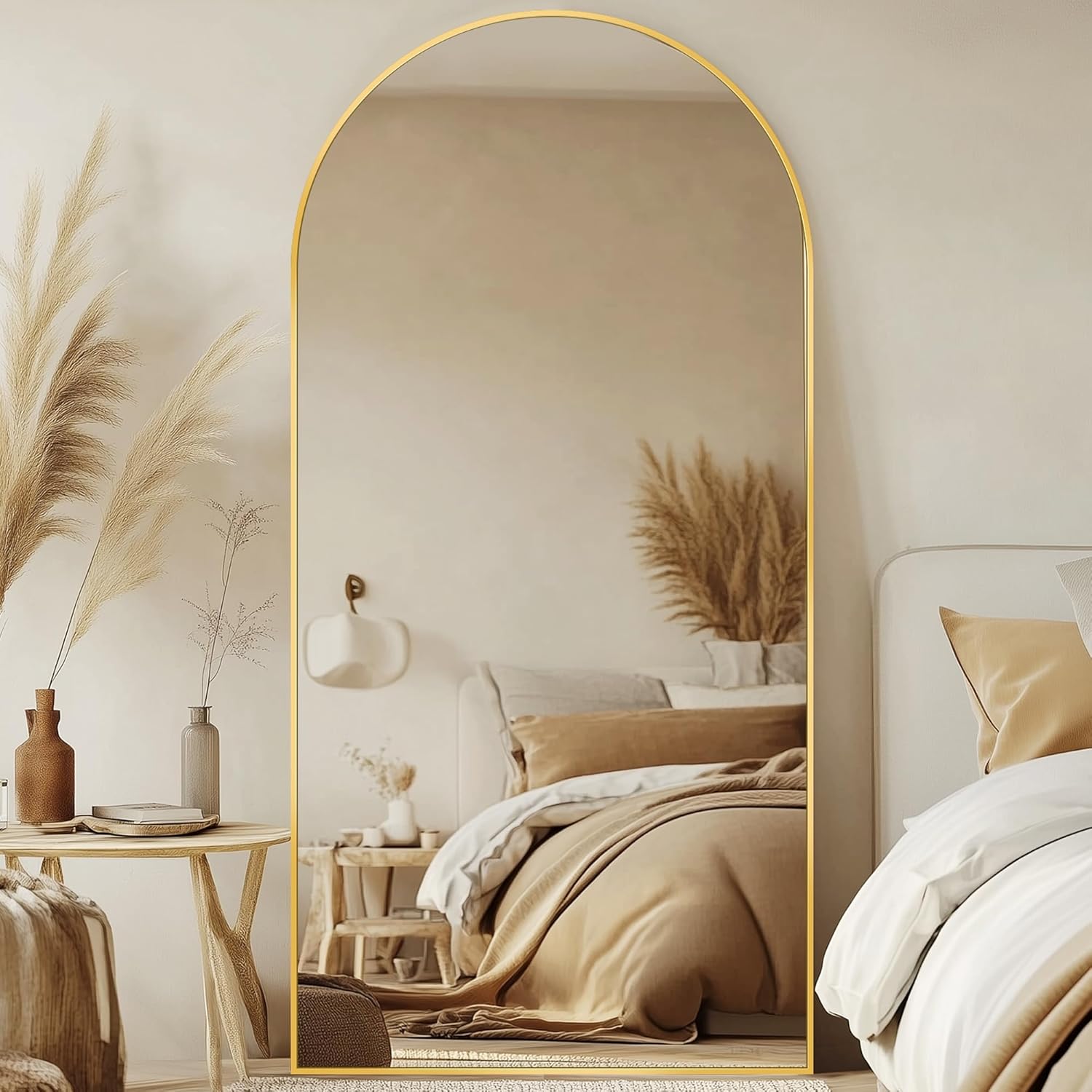 Full Length Mirror, 76"x34" Oversized Arched Mirror Large Standing Mirrors, Tall Mirrors Body Floor Mirror for Bedroom Living Room Aluminum Frame,Black