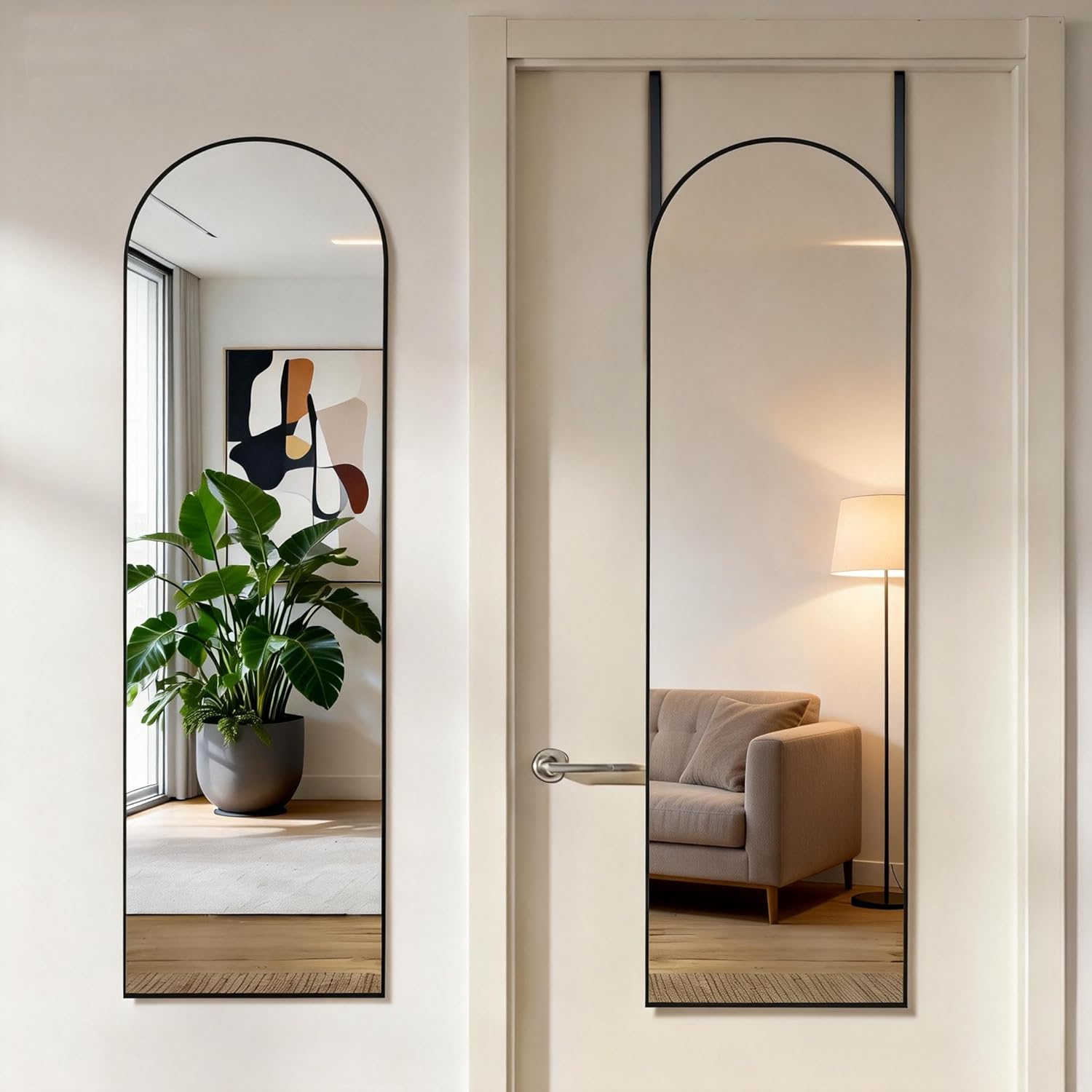 Mirror Full Length, Upgraded Body Wall Mirrors with Shatter-Proof Glass, Floor Standing, Hanging or Leaning, Tall Mirror with Stand Aluminum Alloy Frame for Bedroom