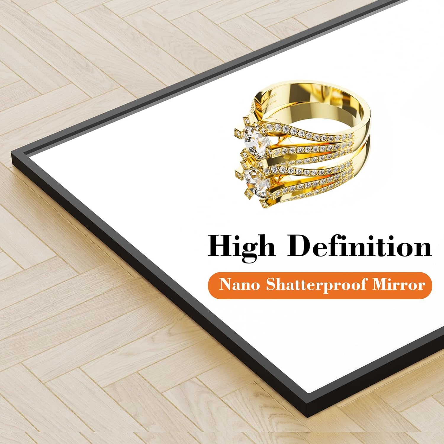 DUMOS Full Length Mirror with Stand 64"x21" Floor Standing Aluminum Frame for Bedroom Body Hanging Leaning Modern Simple Home Decor Shatter-proorf Nano Glass for Wall Living Room Cloakroom Black