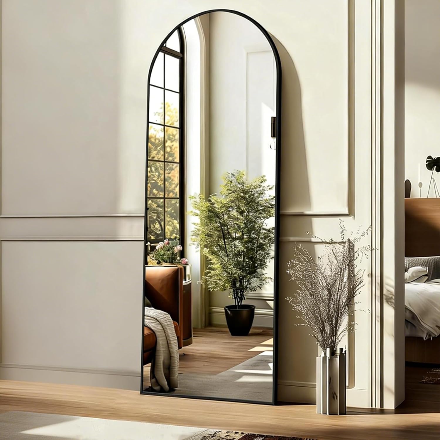 Simple Deluxe Arched Full Length Mirror, 71"x26"Large Floor Mirrors, for Wall Door Bedroom Bathroom Living Room (Black)