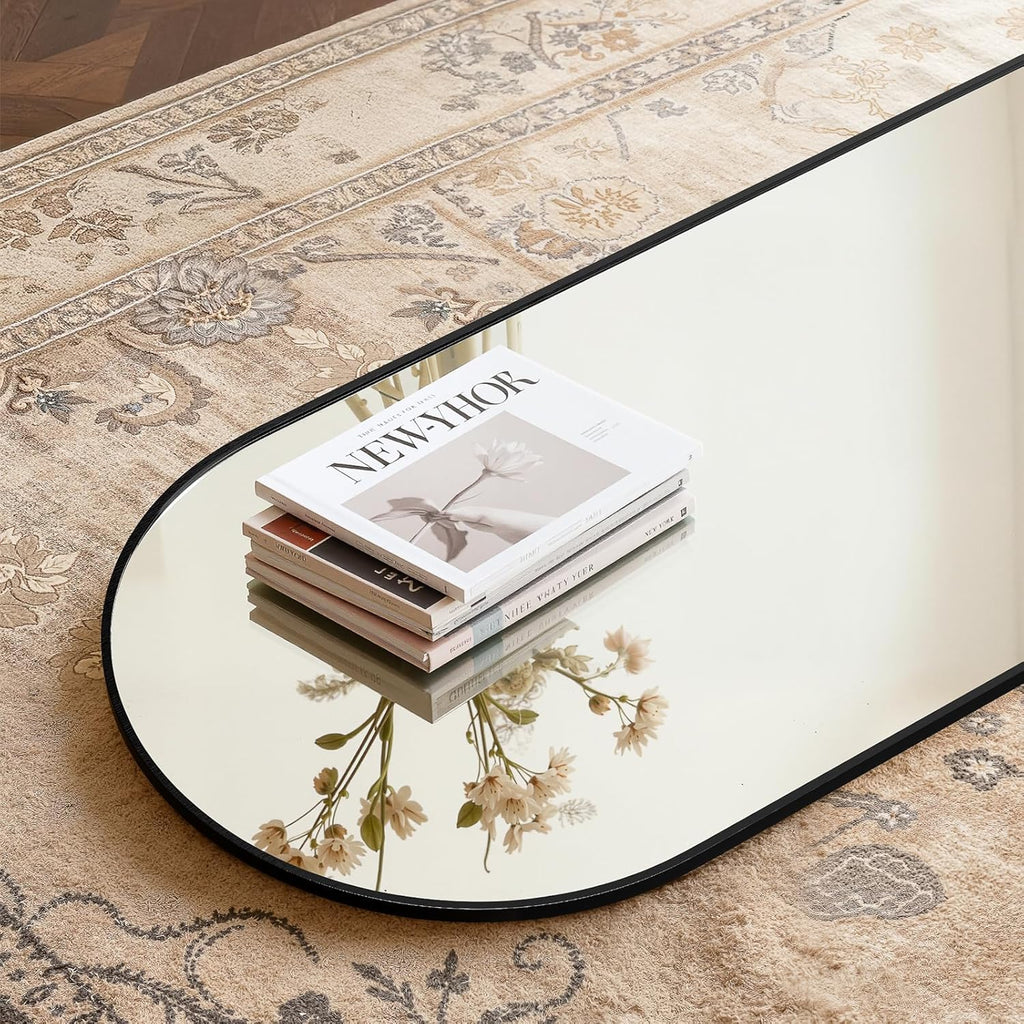 Simple Deluxe Arched Full Length Mirror, 71"x26"Large Floor Mirrors, for Wall Door Bedroom Bathroom Living Room (Black)