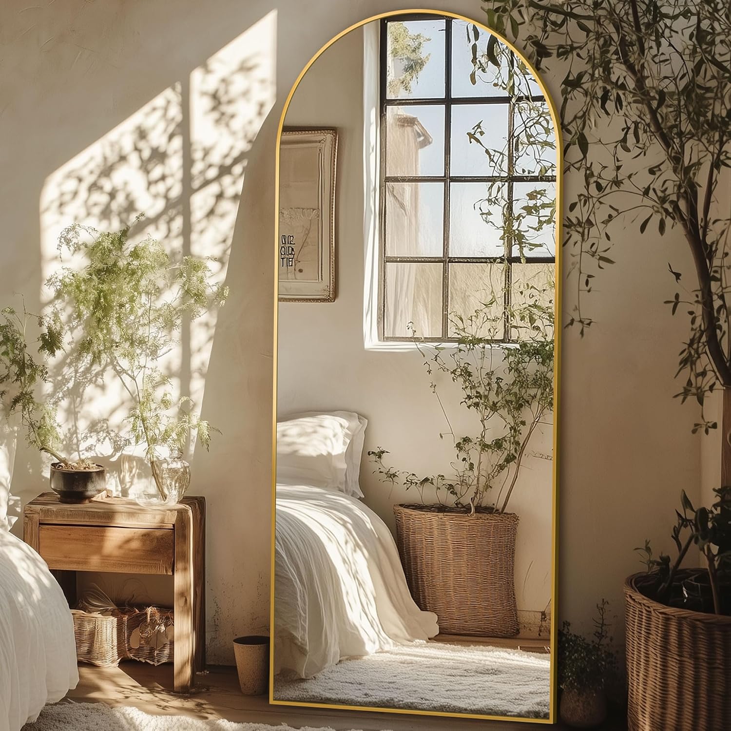 Full Length Mirror, 76"x34" Oversized Arched Mirror Large Standing Mirrors, Tall Mirrors Body Floor Mirror for Bedroom Living Room Aluminum Frame,Black