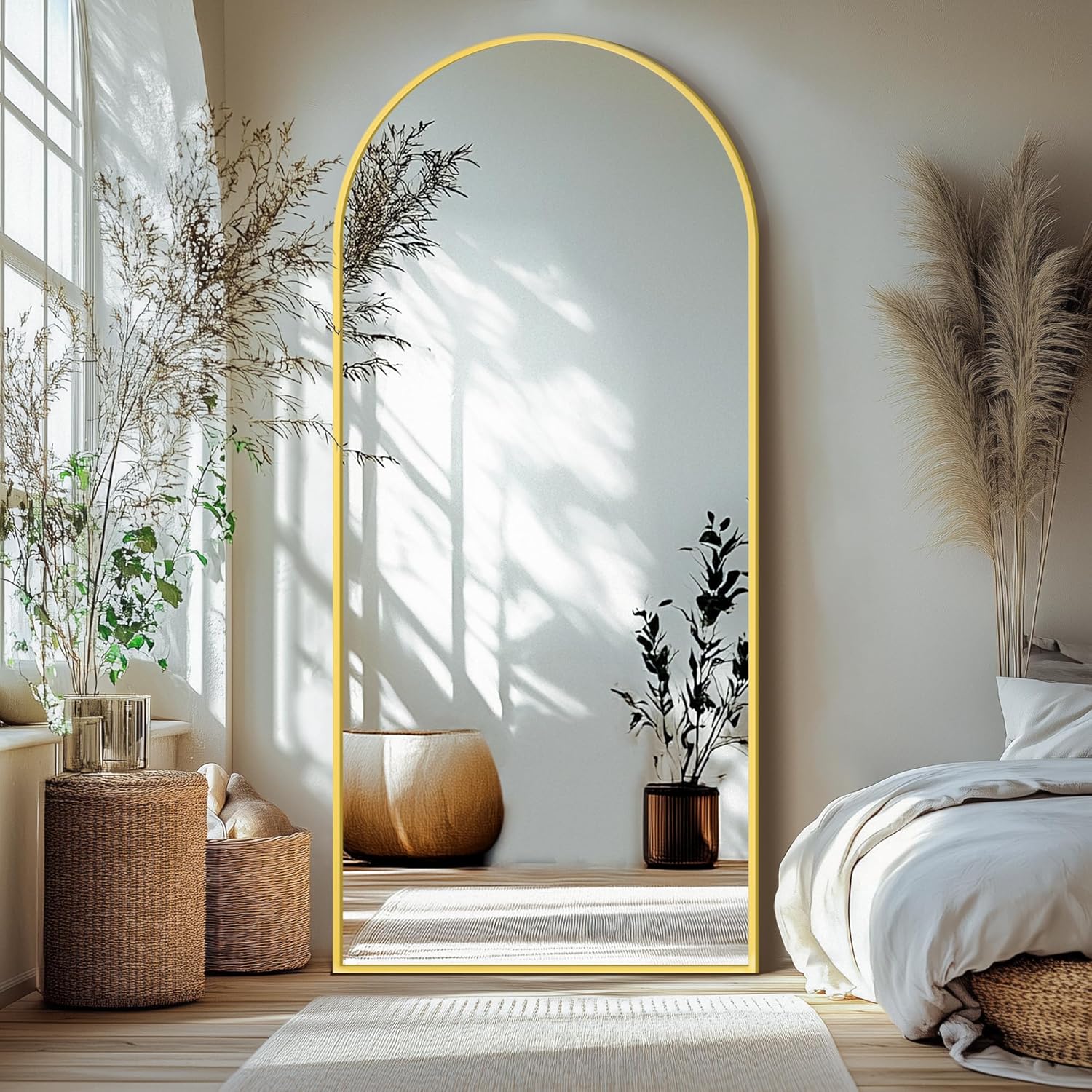 Delma Arched Mirror Full Length,Standing Mirror Full Body,Large Floor with Stand for Wall Entryway Door Bedroom Bathroom Living Room