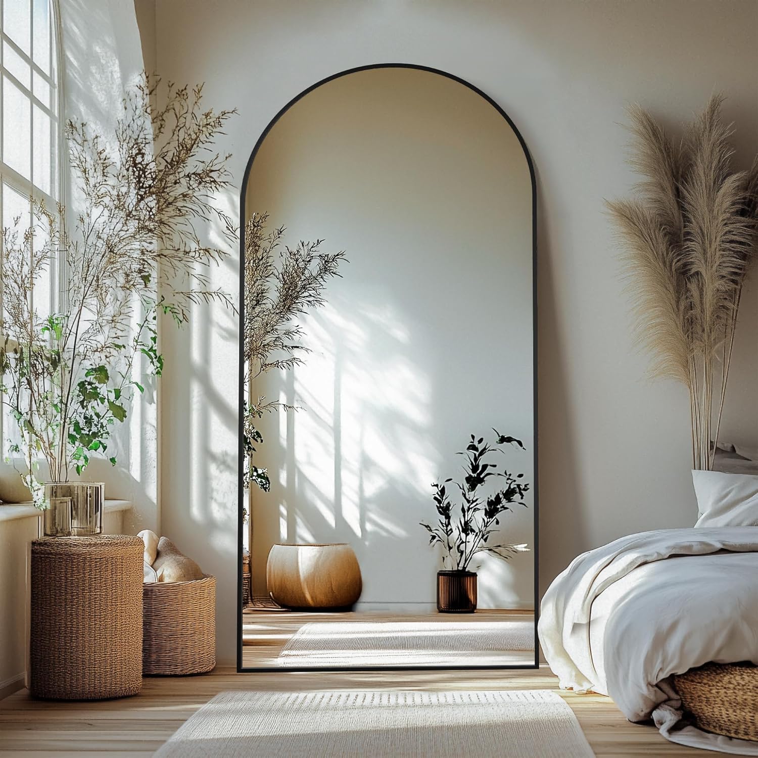 Delma Arched Mirror Full Length,Standing Mirror Full Body,Large Floor with Stand for Wall Entryway Door Bedroom Bathroom Living Room