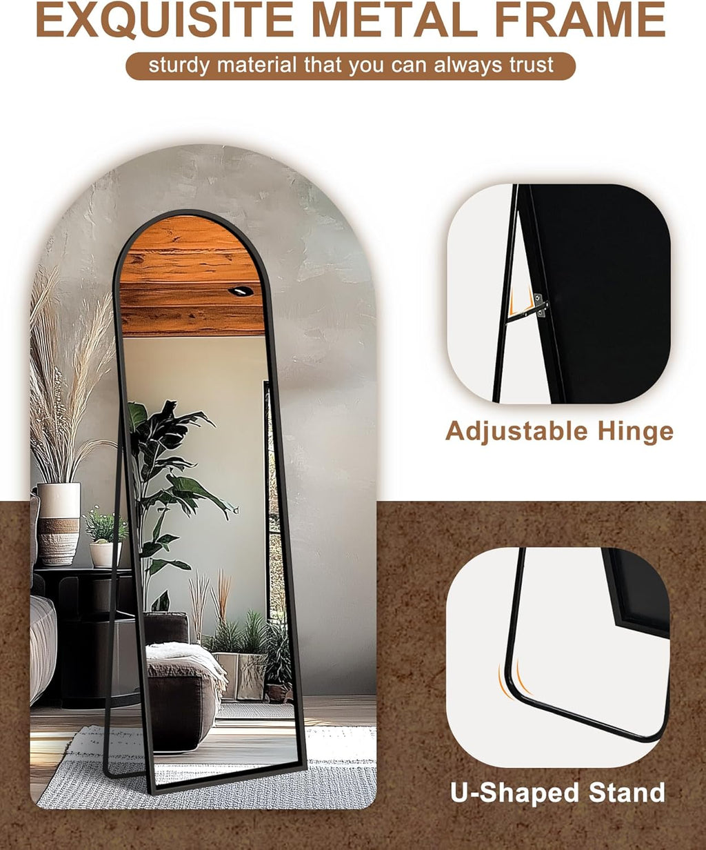 Delma Arched Mirror Full Length,Standing Mirror Full Body,Large Floor with Stand for Wall Entryway Door Bedroom Bathroom Living Room