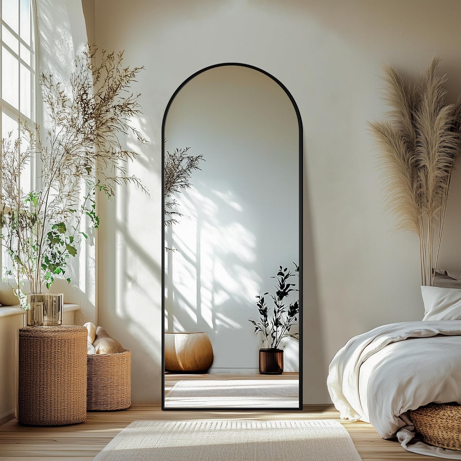 Delma Arched Mirror Full Length,Standing Mirror Full Body,Large Floor with Stand for Wall Entryway Door Bedroom Bathroom Living Room