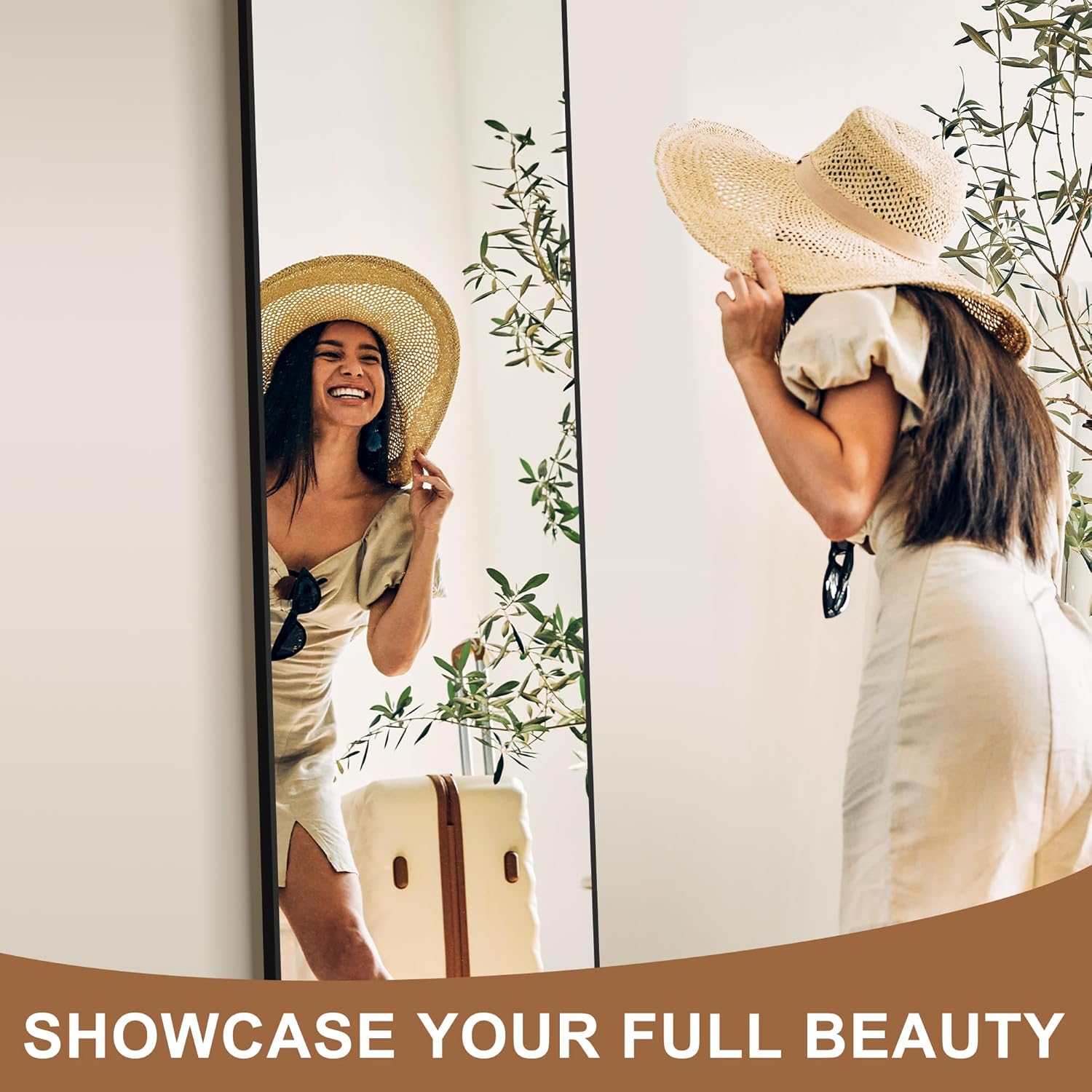 Delma Arched Mirror Full Length,Standing Mirror Full Body,Large Floor with Stand for Wall Entryway Door Bedroom Bathroom Living Room