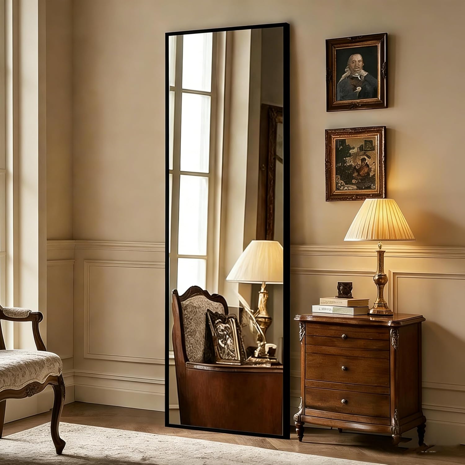 Simple Deluxe Arched Full Length Mirror, 71"x26"Large Floor Mirrors, for Wall Door Bedroom Bathroom Living Room (Black)